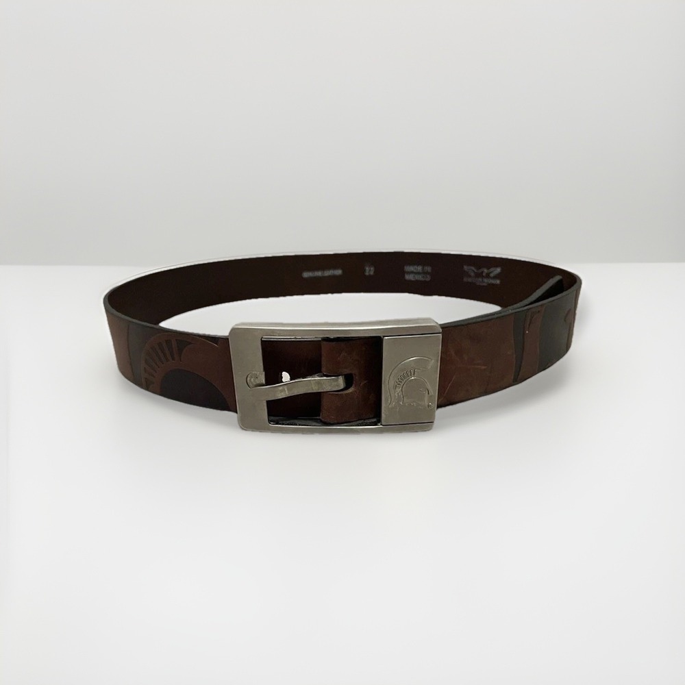 Michigan State Spartan MSU Leather Belt NCAA University College Sz 32